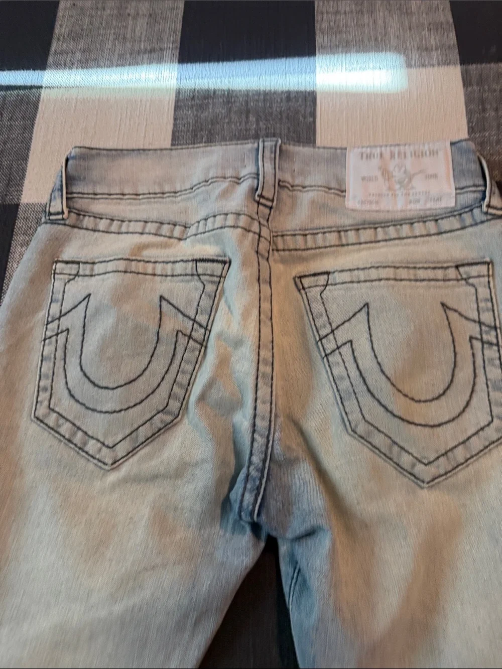 True Religion Rocco relaxed skinnyWashed Light Blue Ripped Jeans